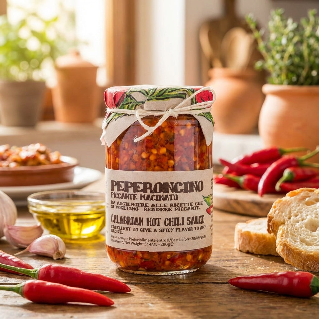 Artigiani dei Sapori, Crushed Calabrian Chili Peppers In Oil Glass 9.8 oz (277g)