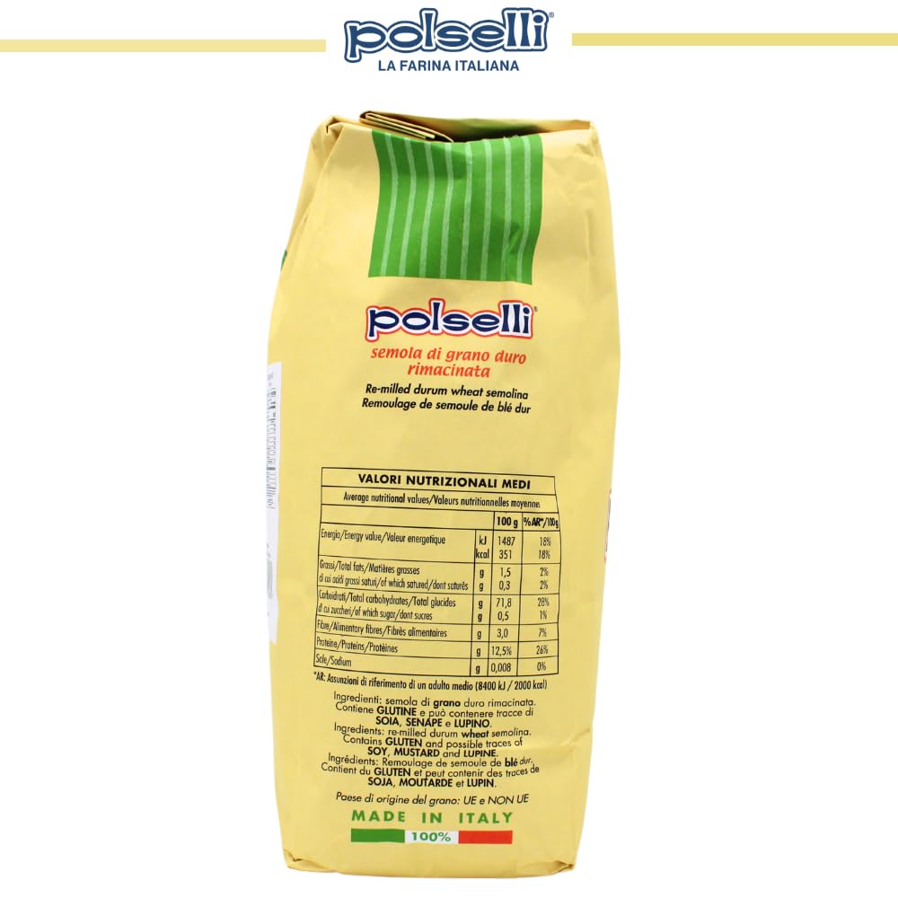 Polselli, Semola Flour, Semola Rimacinata, 11 lb ( 5 kg)