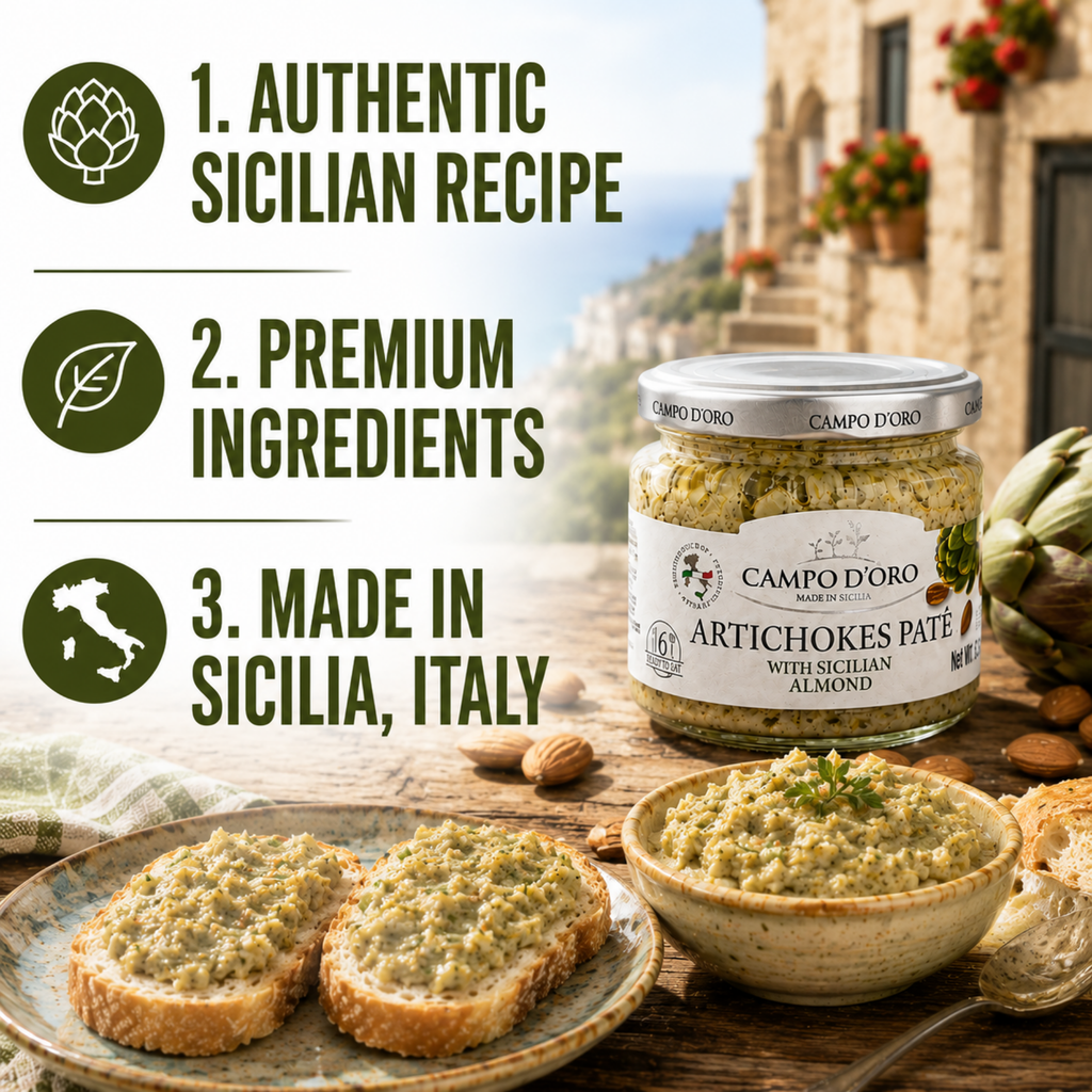 Campo D'Oro, Artichoke And Sicilian Almond Paté, 6.35 oz