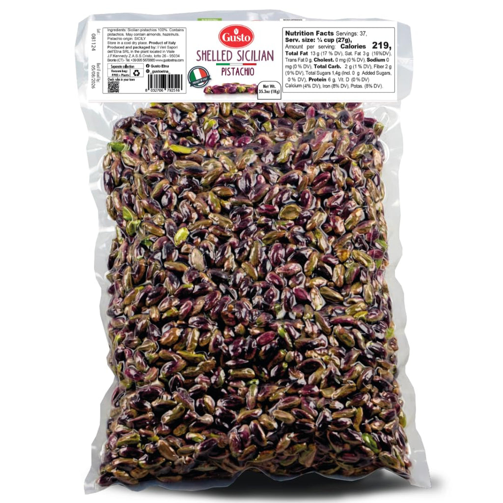 Gusto Etna Certified Sicilian Pistachios from Bronte – Raw, Shelled, Unsalted – 2.2 lb