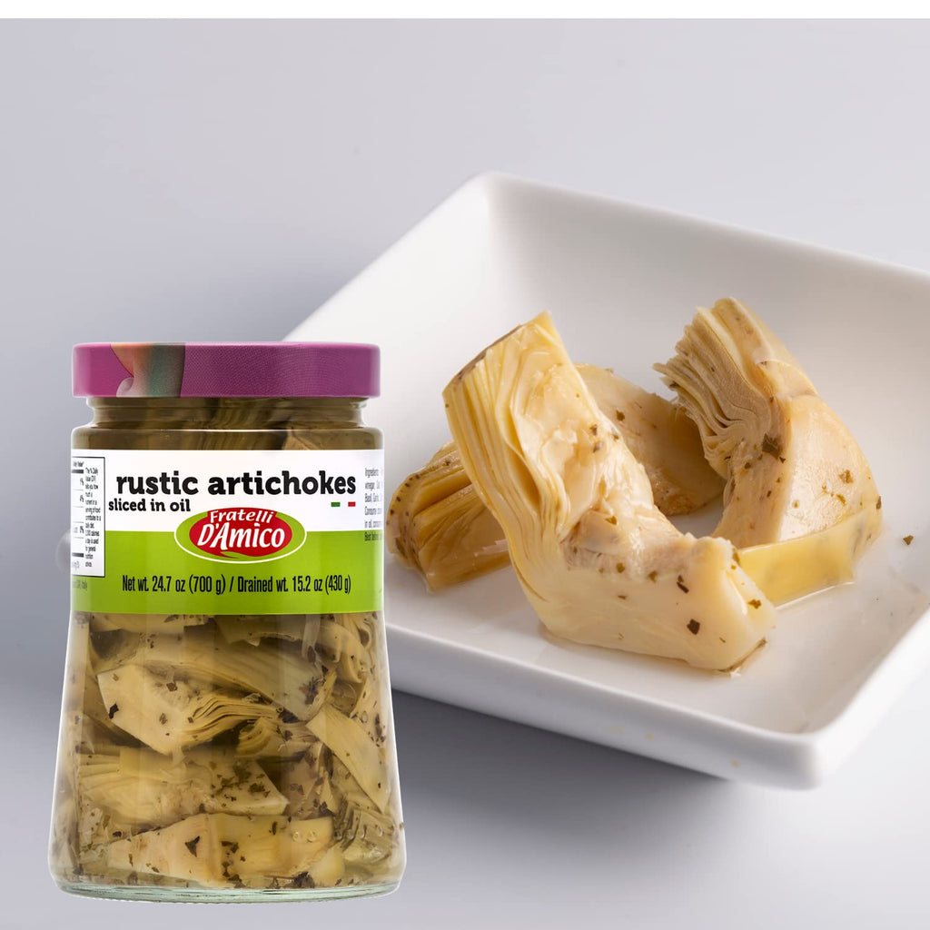 SALE! Fratelli D'Amico, Rustic Artichokes Sliced in oil, 24.7oz (700g) best by June 2026