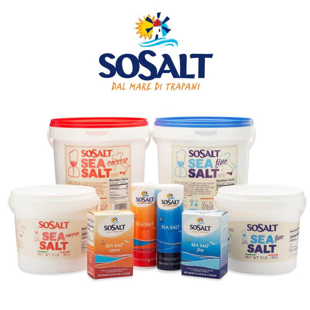 SoSalt Coarse Sea Salt from Sicily | XL Foodservice Bucket 12.5 kg (27.5 lb) | Kosher, All Natural Mediterranean Sea Salt