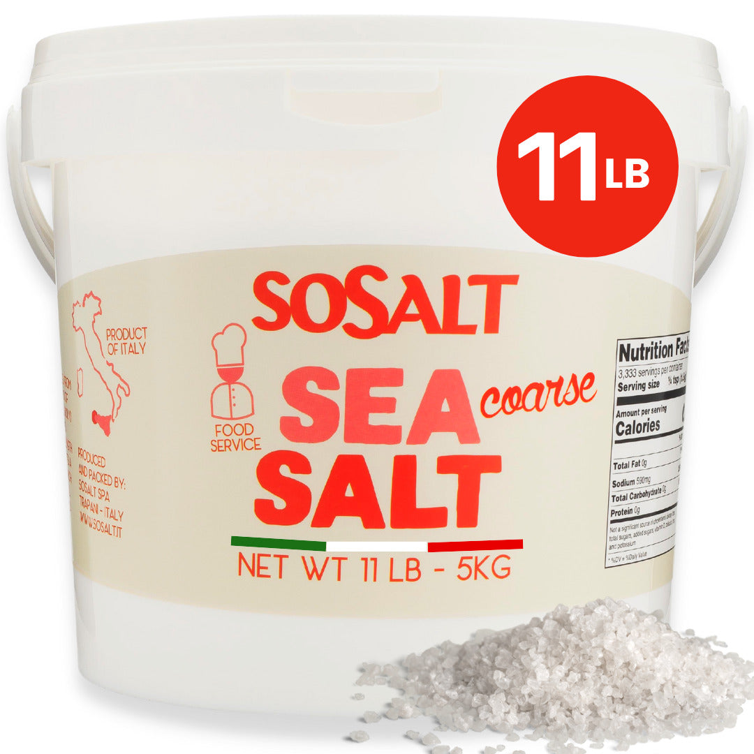 SoSalt Coarse Sea Salt from Sicily | Foodservice Bucket 5 kg (11 lb) | Kosher, All Natural Mediterranean Sea Salt