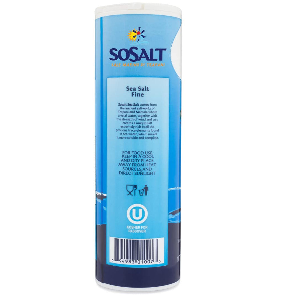 SoSalt Fine Sea Salt Shaker from Sicily | 12 Pack x 750g (26.5 oz) | Kosher, All Natural Sicilian Sea Salt