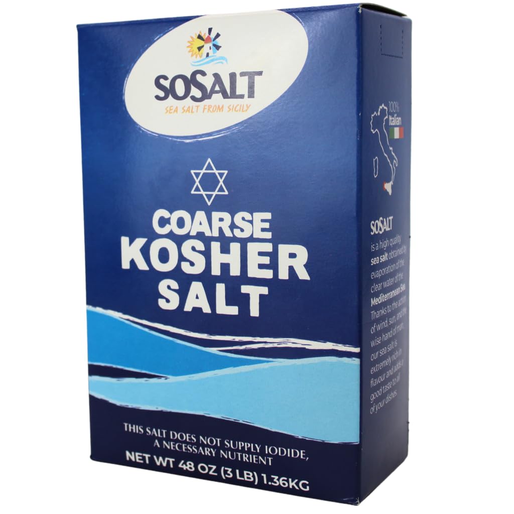 SoSalt Coarse Sea Salt from Sicily | 3 lb (1.36 kg) | Kosher Certified, All Natural Mediterranean Sea Salt