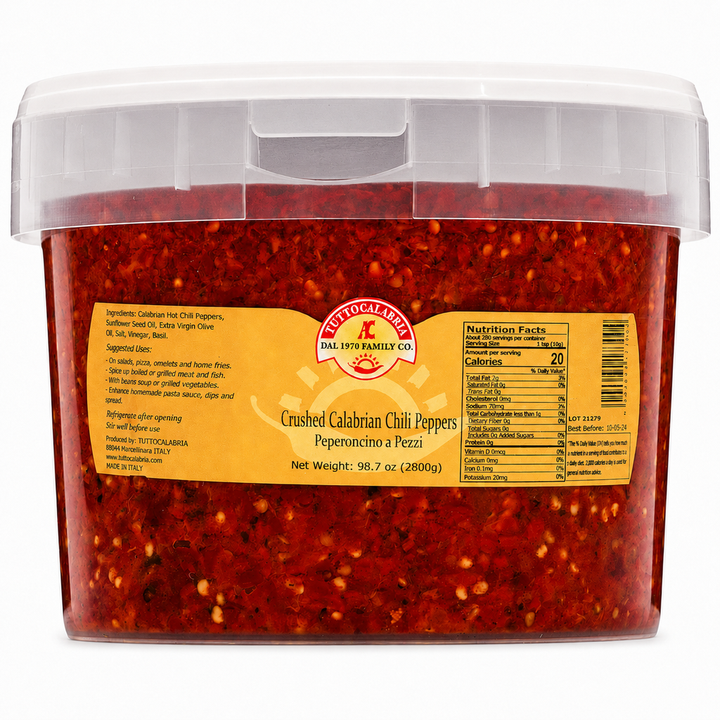 TuttoCalabria Crushed Calabrian Chili Peppers – Foodservice Tub – 98.7 oz (2.8 kg)