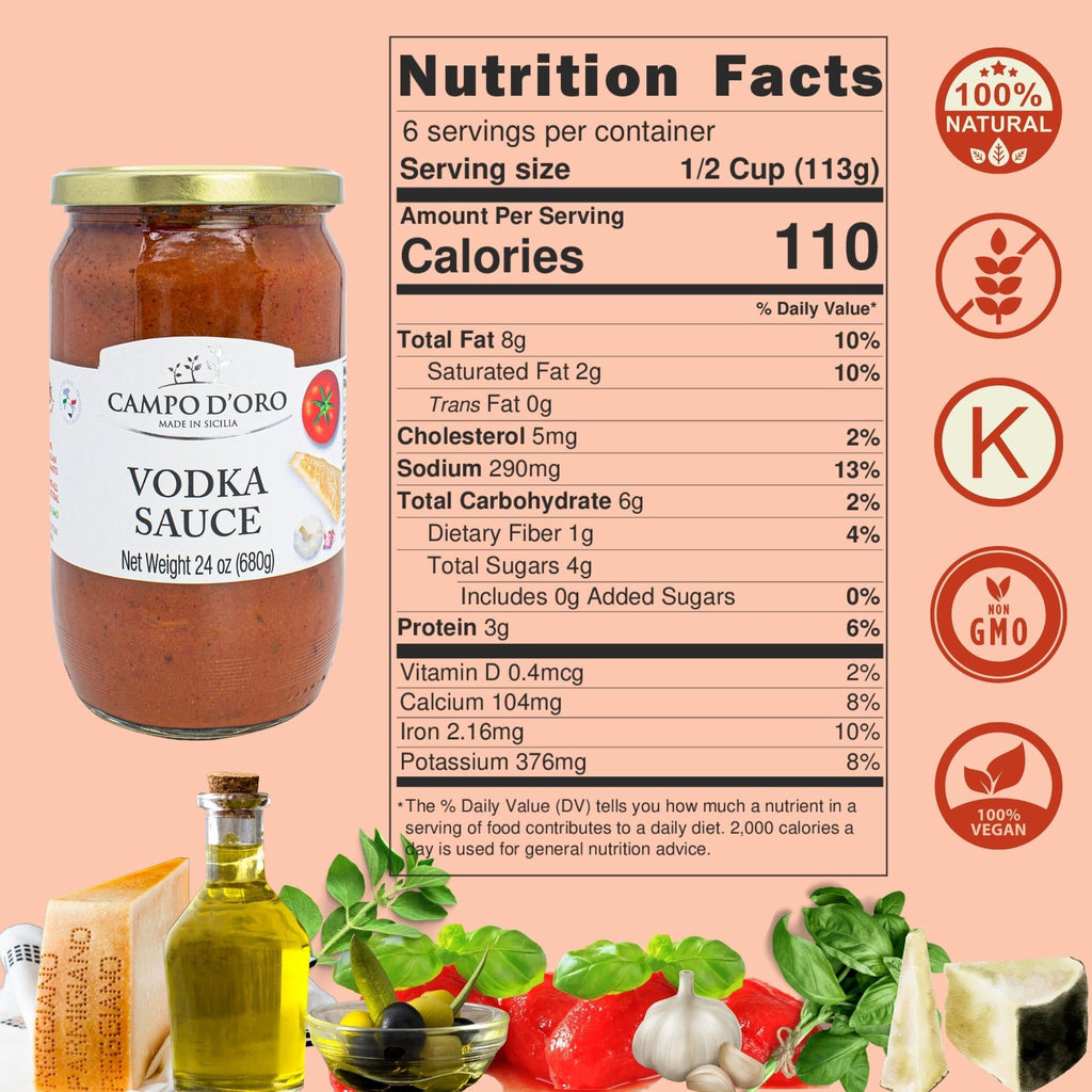 Campo D'Oro, Vodka Sauce Made with Parmigiano Reggiano and Italian Tomatoes 24oz