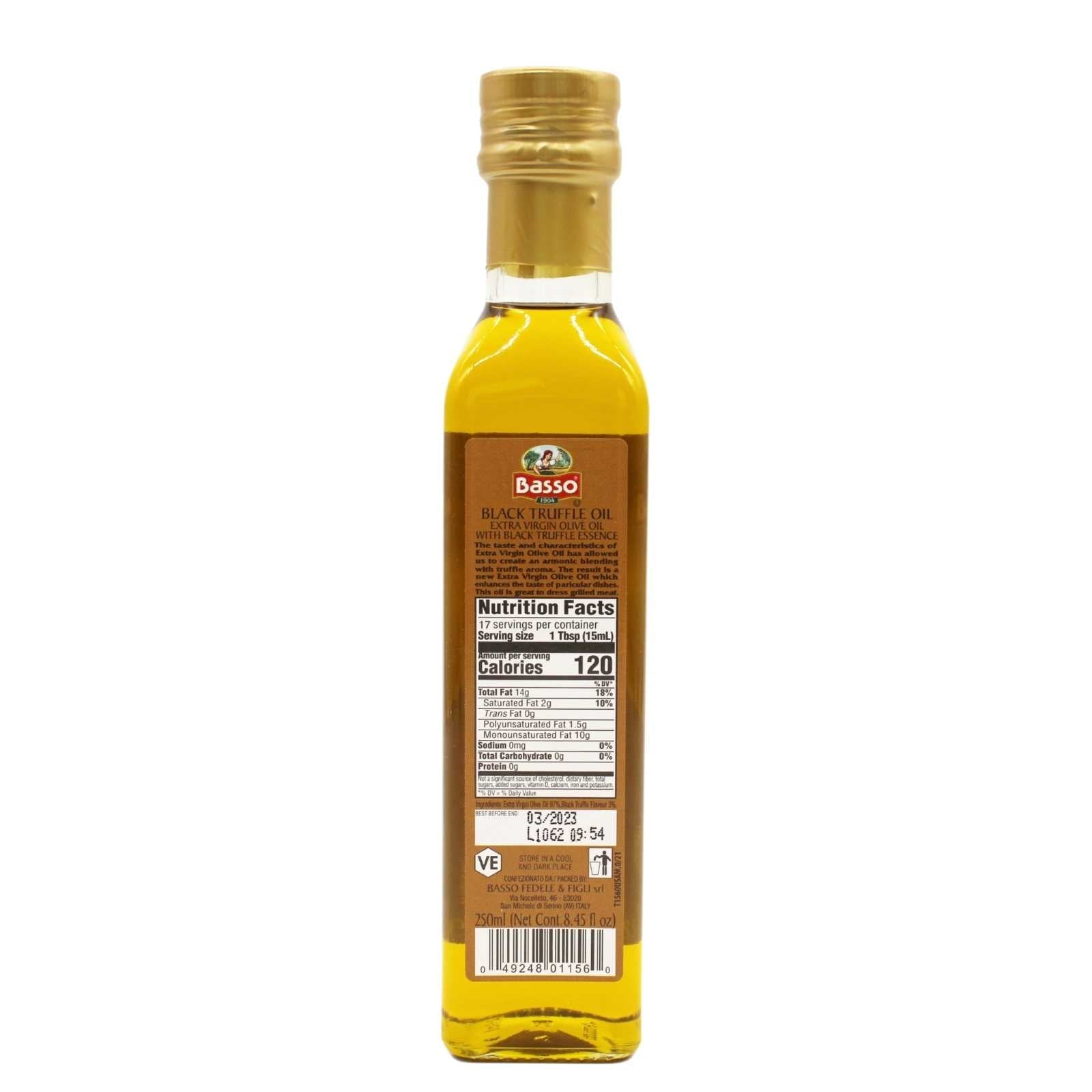 Basso 1904 Black Truffle Infused Extra Virgin Olive Oil – Gourmet Finishing Oil – 250 ml (8.5 fl oz)