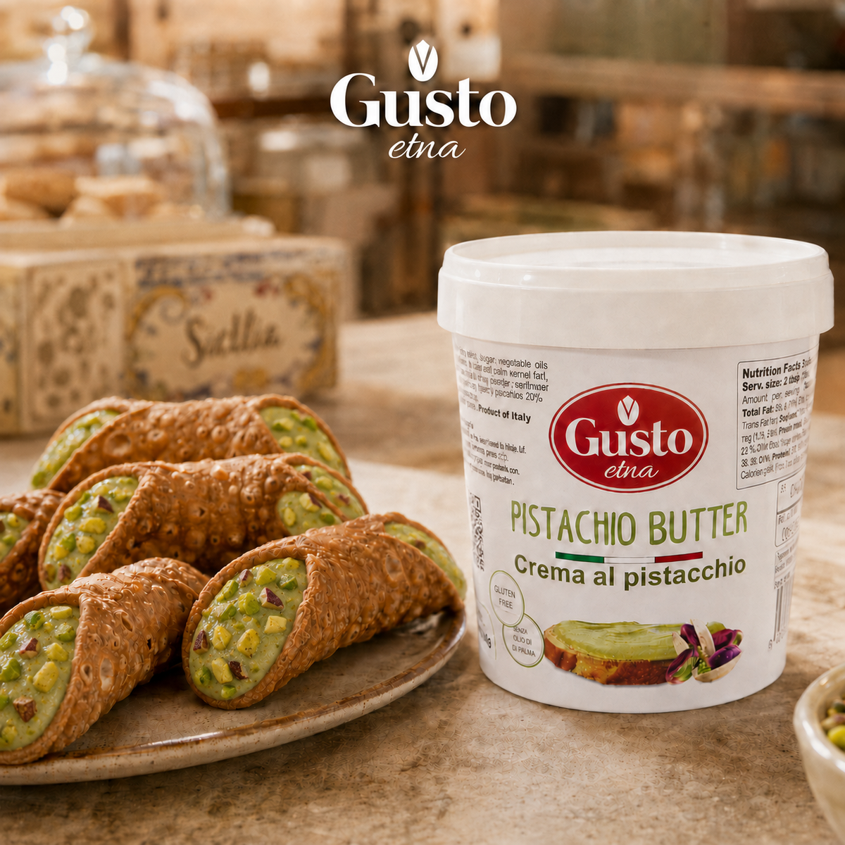Gusto Etna Sicilian Pistachio Cream Spread – 35% Pistachio – 3kg (6.6 lb) Bulk