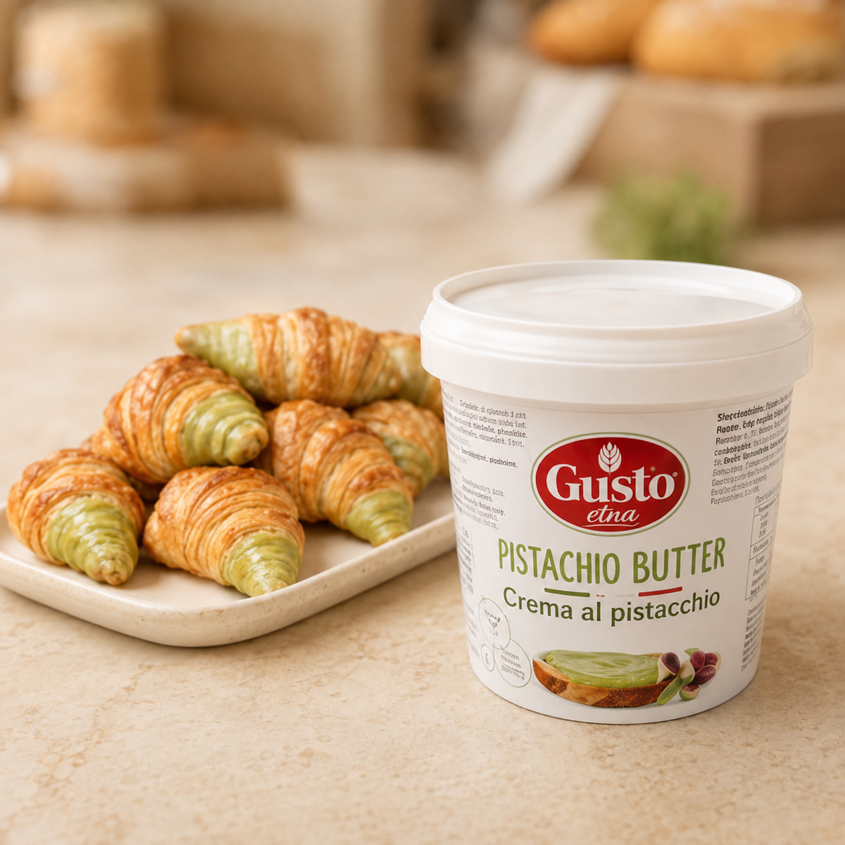 Gusto Etna Sicilian Pistachio Cream Spread – 35% Pistachio – 3kg (6.6 lb) Bulk