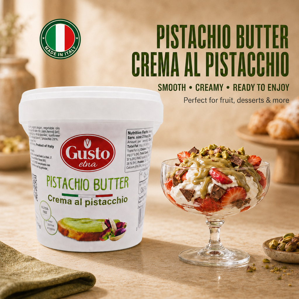 Gusto Etna Sicilian Pistachio Cream Spread – 35% Pistachio – 3kg (6.6 lb) Bulk