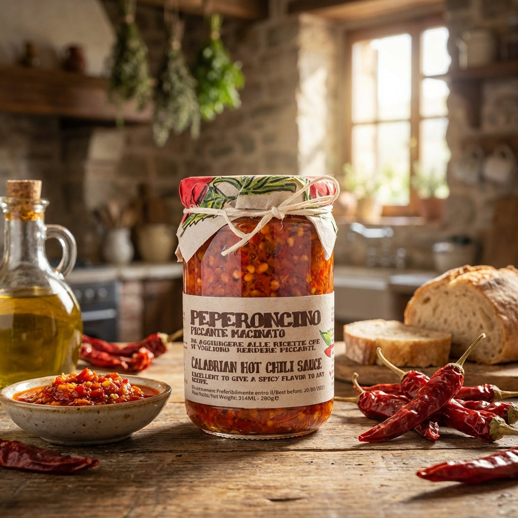Artigiani dei Sapori, Crushed Calabrian Chili Peppers In Oil Glass 9.8 oz (277g)