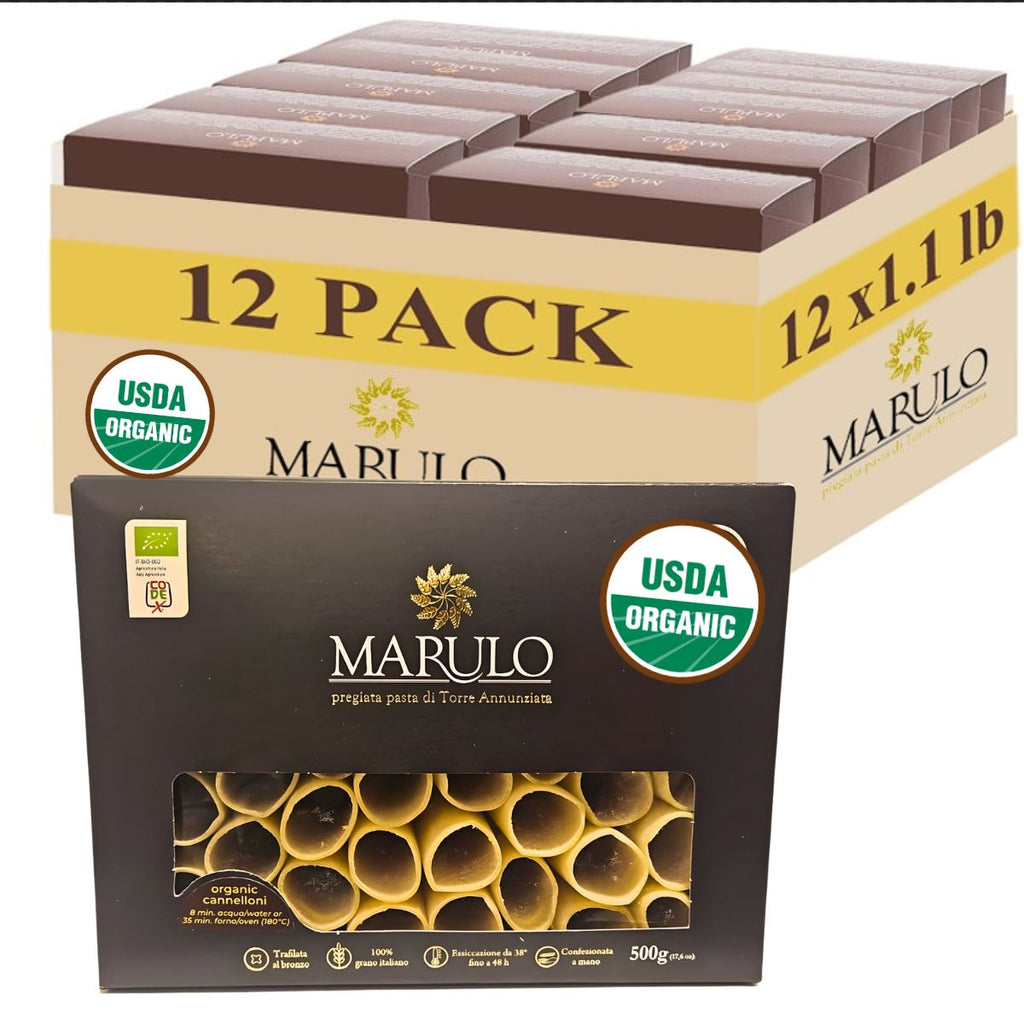 Marulo, Organic Cannelloni Pasta, Bronze Die Cut, 12 Pack x 1.1 lb