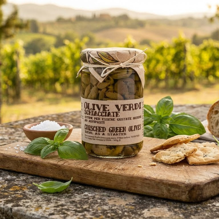 Artigiani dei Sapori, Italian Cracked Green Olives, 9.8oz (277g)